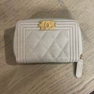 CHANEL
Caviar Quilted Boy Zip Around Coin Purse Wallet Gray